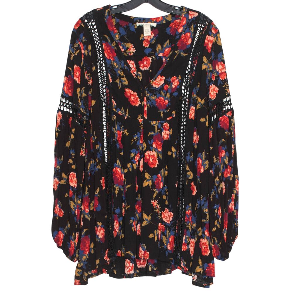 Tunic Top Boho Floral Peasant Cottage Festival Romantic Prairie Whimsigoth Large